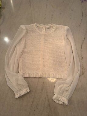 Aritzia Wilred Long Sleeve Smocked Sheer Blouse Size M